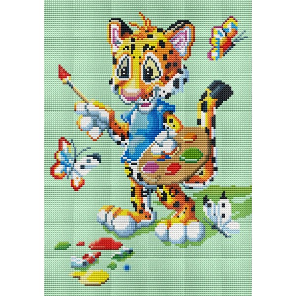 11ct Full cross stitch | Cartoon Leopard（30x40cm） Painting By Numbers UK