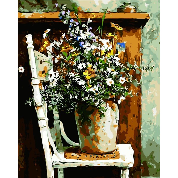  Flower on chair Painting By Numbers UK