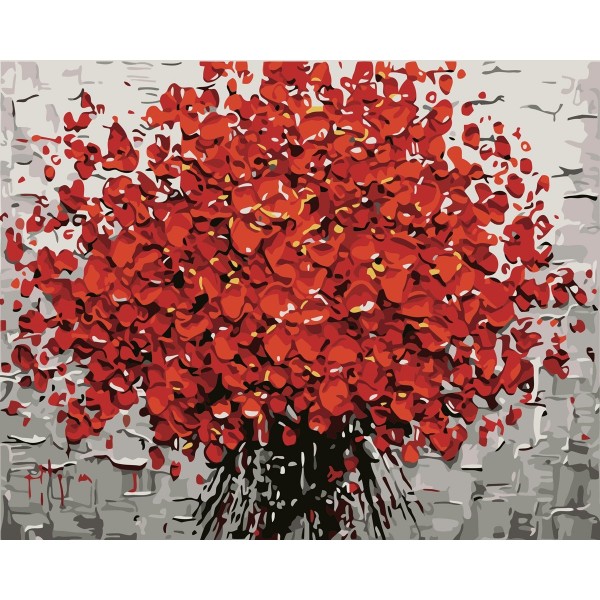 Red Flower Painting By Numbers UK
