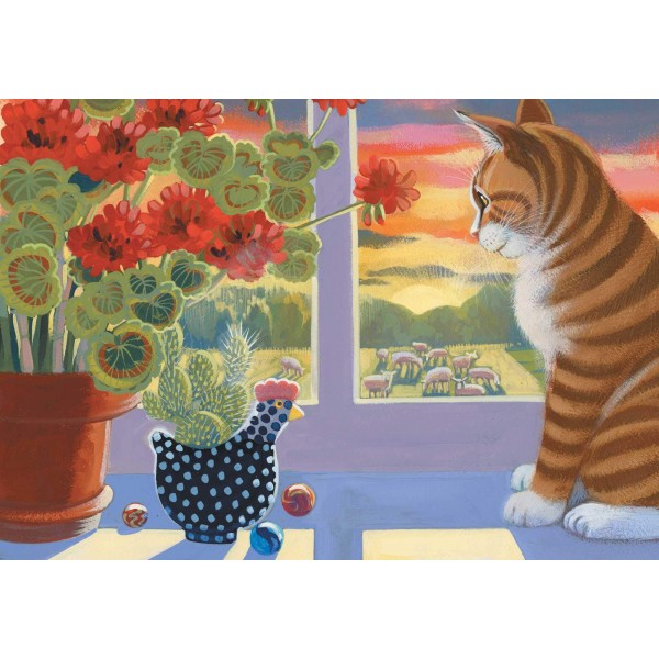 Cat and flower- 40*50cm Painting By Numbers UK