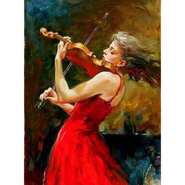 Woman playing the violin (40X50cm) Painting By Numbers UK