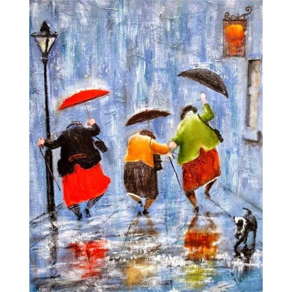 Happy sisters in the rain Painting By Numbers UK