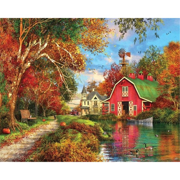 Autumn barn Painting By Numbers UK