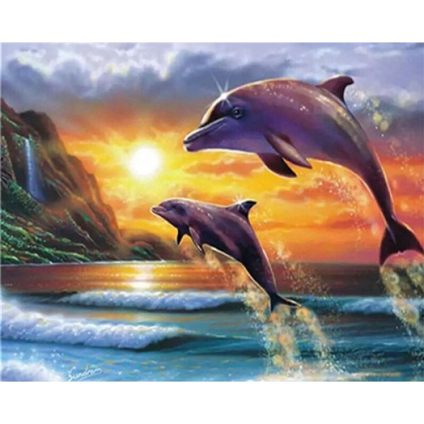 Dolphins - 40*50cm Painting By Numbers UK