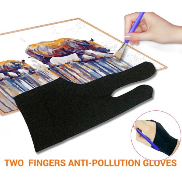 Right hand black  two-finger anti-pollution glove Painting By Numbers UK