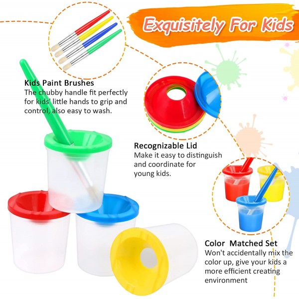 1 Set  Spill Proof Paint Cups with Lids (4 Pieces) Painting By Numbers UK