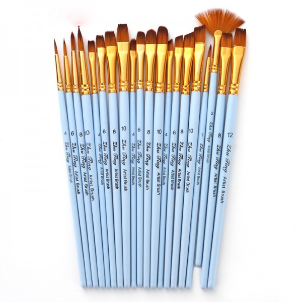 Tool - 20 pieces/set Matt Blue Nylon Paint Brush Painting By Numbers UK