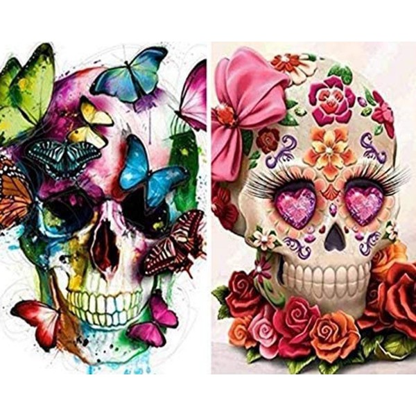 Skull butterfly and skull flower Painting By Numbers UK