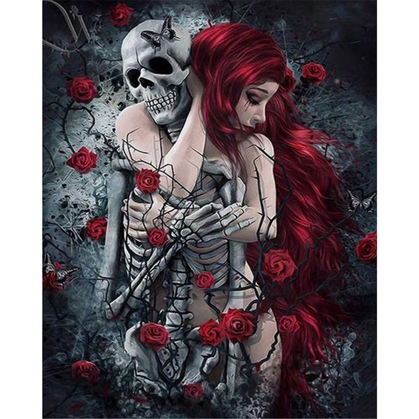Skeleton and beautiful lady Painting By Numbers UK