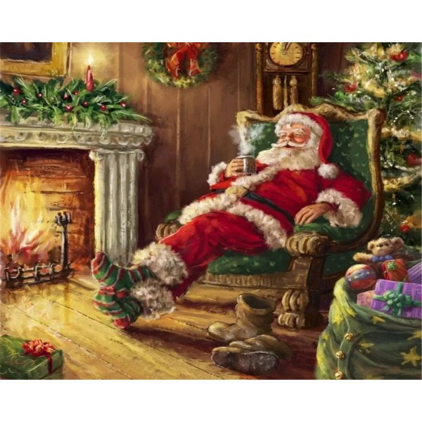 Santa lying on the sofa Painting By Numbers UK