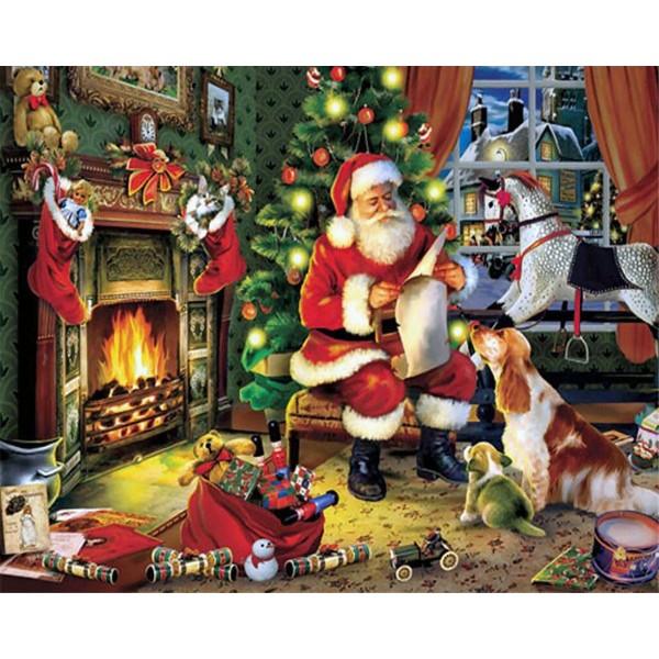 Santa Claus looking at wishes Painting By Numbers UK