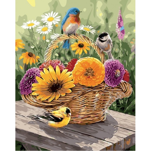 【Vote】Bird in flower basket- 40*50cm Painting By Numbers UK