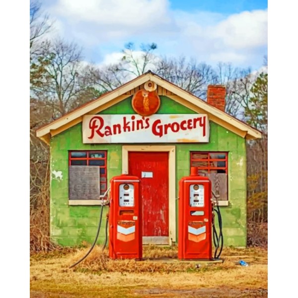 Old Gas Station   (40X50cm) Painting By Numbers UK
