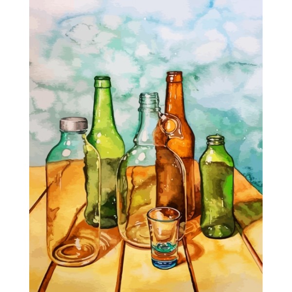 Glass Bottles   (40X50cm) Painting By Numbers UK