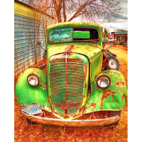 Green Farm Truck  (40X50cm) Painting By Numbers UK