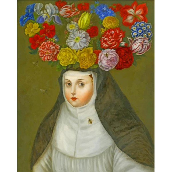Primitive Woman Wearing Flowers Crown (40X50cm) Painting By Numbers UK