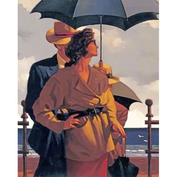 Couple Under The Same Umbrella (40X50cm) Painting By Numbers UK