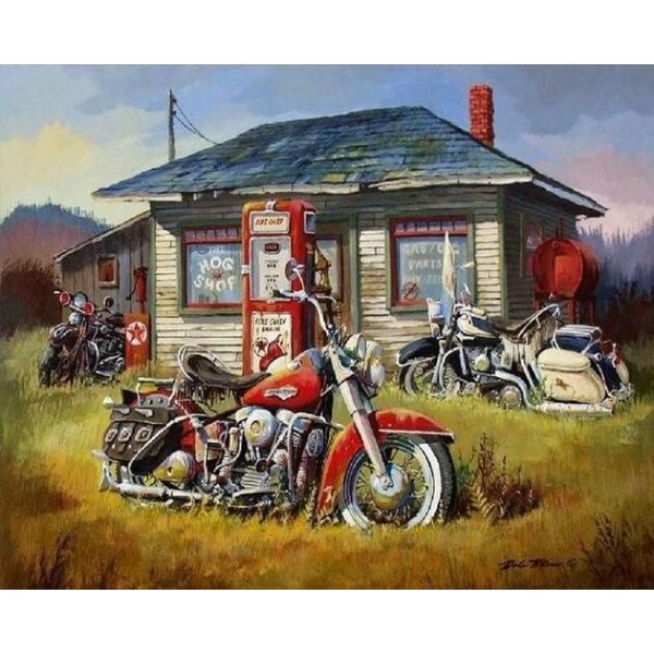 Harley Davidson Motorcycles  (40X50cm) Painting By Numbers UK