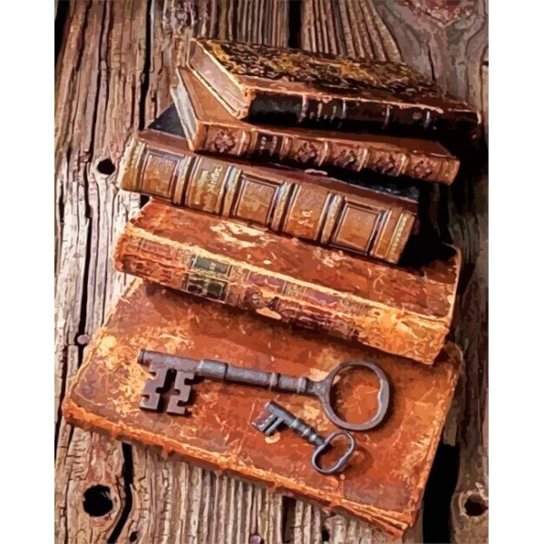 Vintage Books And Keys   (40X50cm) Painting By Numbers UK