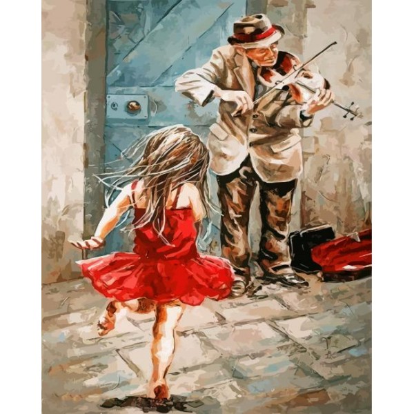 Violinist Man And Girl  (40X50cm) Painting By Numbers UK