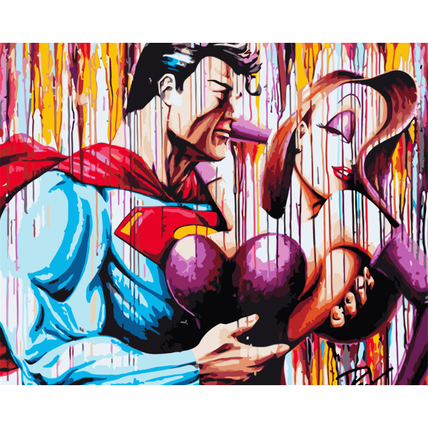 Superman hugs charming woman Painting By Numbers UK