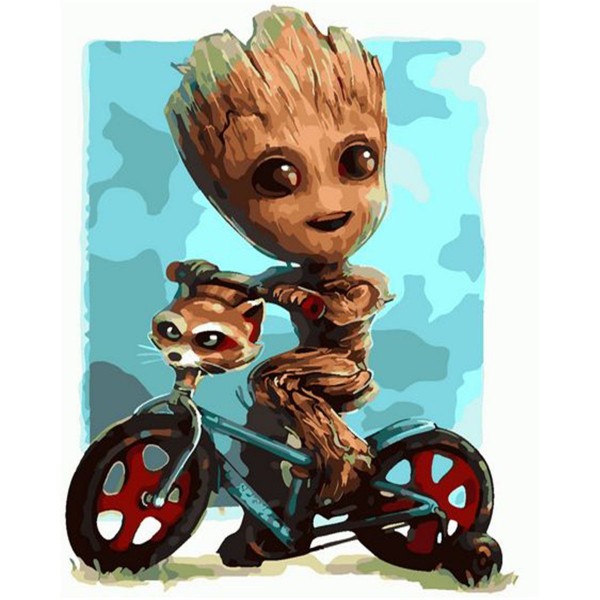 Groot rides a bicycle Painting By Numbers UK