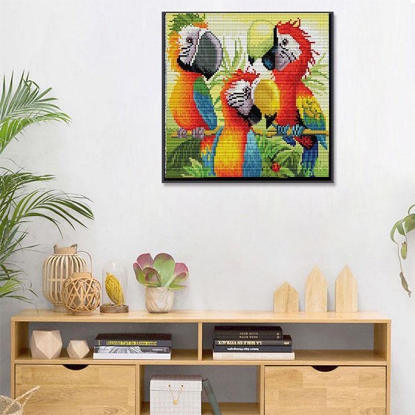 11ct Full cross stitch | parrot（30x30cm） Painting By Numbers UK