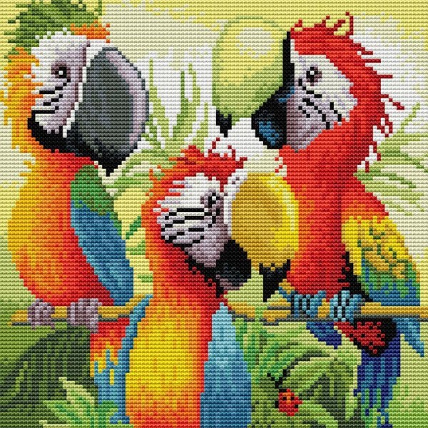 11ct Full cross stitch | parrot（30x30cm） Painting By Numbers UK