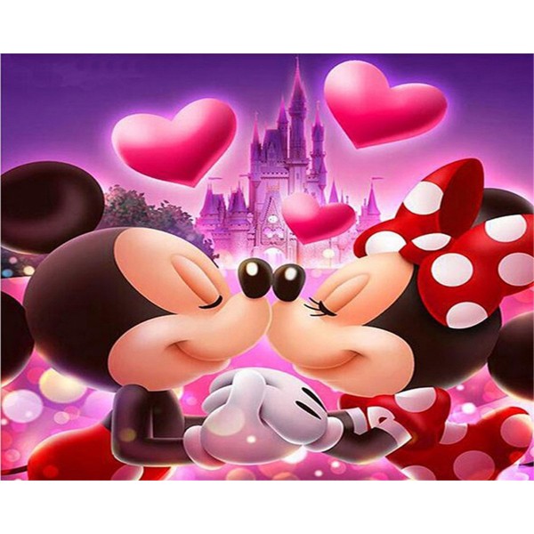 Mickey and Minnie kiss at Disney Painting By Numbers UK