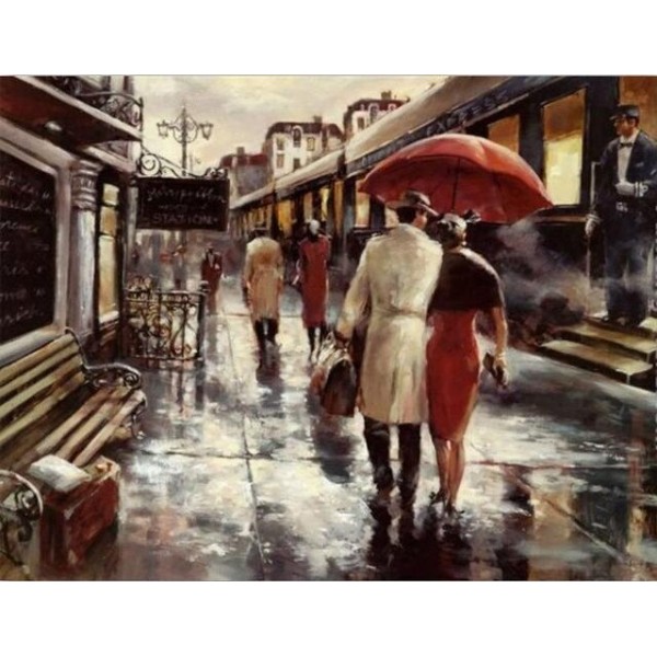 Couples in Metropolitan Station  (40X50cm) Painting By Numbers UK