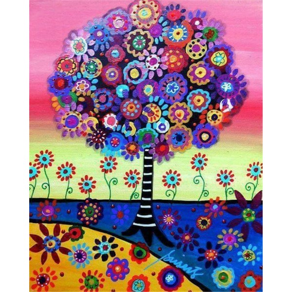 Cartoon blossoming tree Painting By Numbers UK