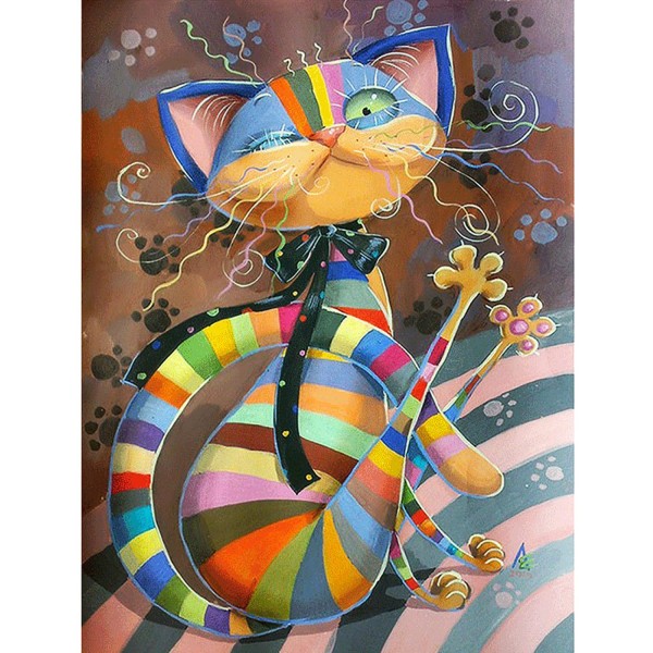 Colorful cat- 40*50cm Painting By Numbers UK