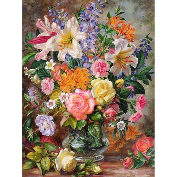 Colorful flowers on vase Painting By Numbers UK