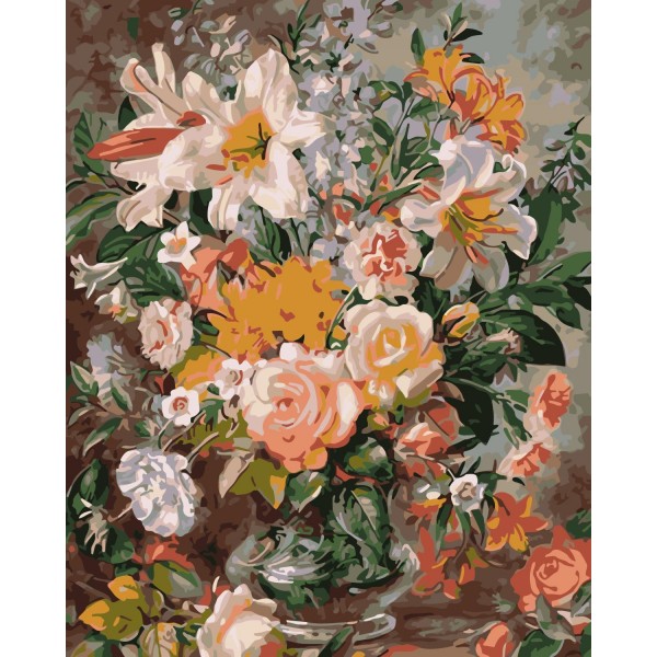 Colorful flowers on vase Painting By Numbers UK
