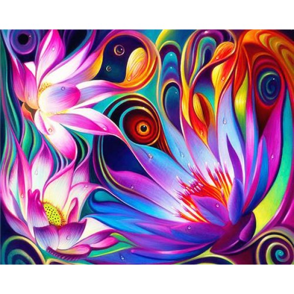 Abstract Colorful Flowers  (40X50cm) Painting By Numbers UK