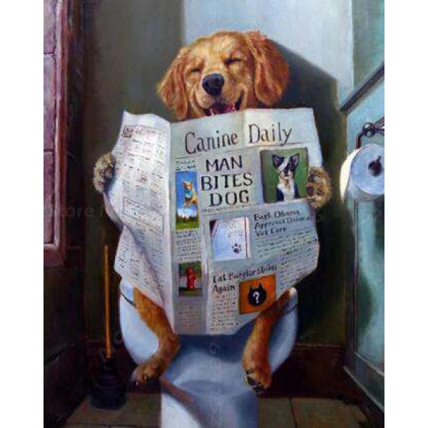 Dog reading newspaper- 40*50cm Painting By Numbers UK