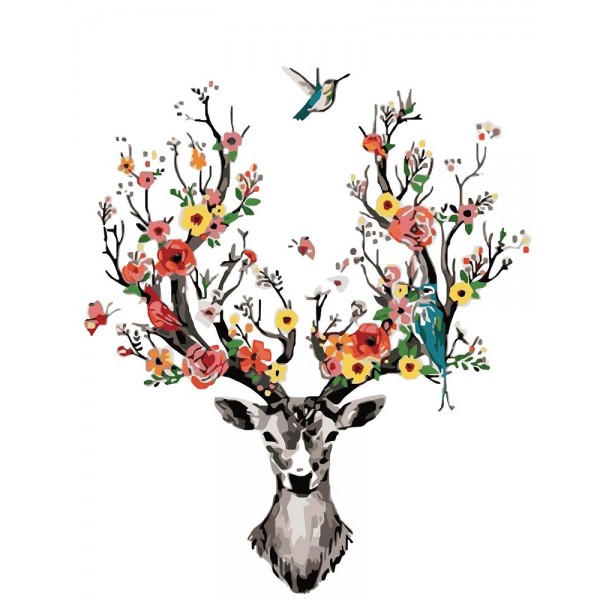 Deer Flower And Bird Painting By Numbers UK