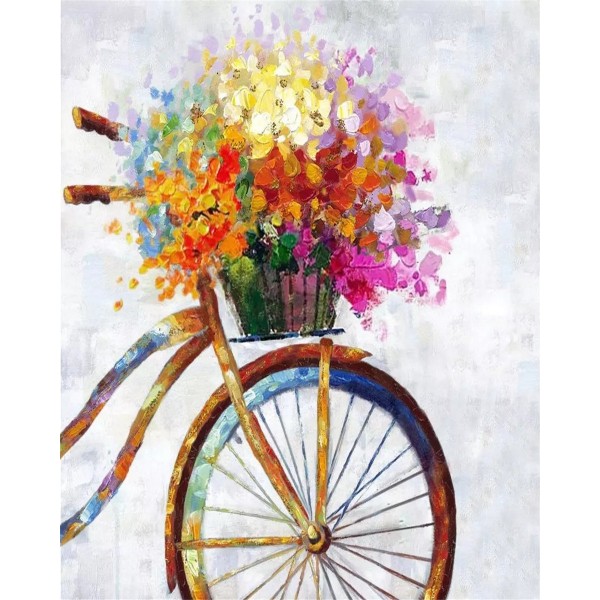 Flowers on the bicycle head Painting By Numbers UK