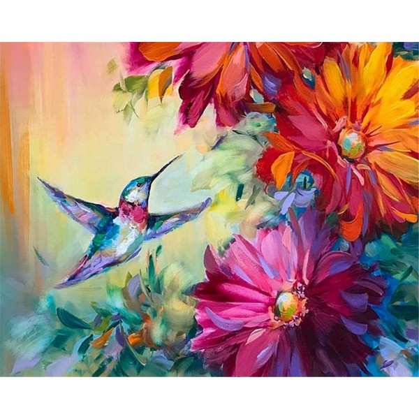 Hummingbird and flowers Painting By Numbers UK